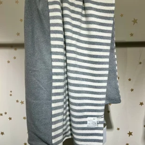 Coperta reversibile caldo cotone grigio/riga grigio 70x113 cm