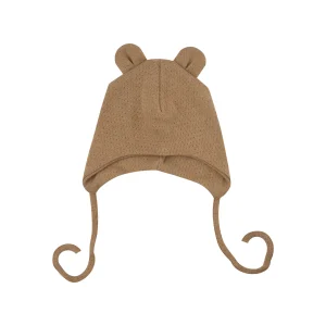 Cuffietta neonato con orecchie orso cotone naturale non tinto cotone BIO