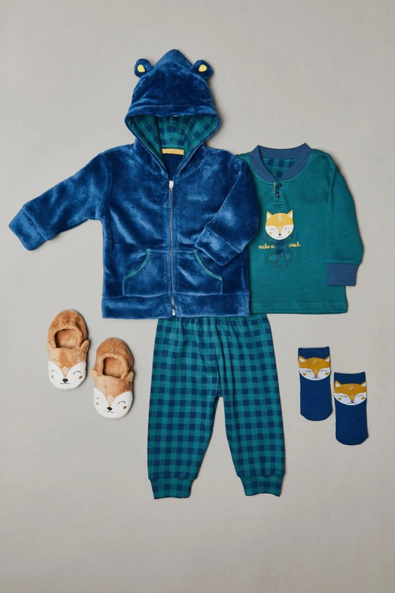 Completo 3pz. neonato caldo cotone foxi Noidinotte FT669 interlock coral