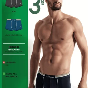 Confezione da 3 Boxer uomo Nottingham cotone bielastico rasato tinta unita 24380