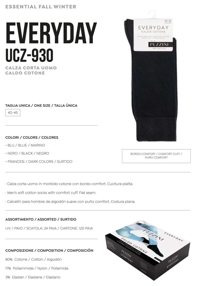 Confezione da 3 paia di calze corte uomo caldo cotone Pezzini Ucz-930 - immagine 3