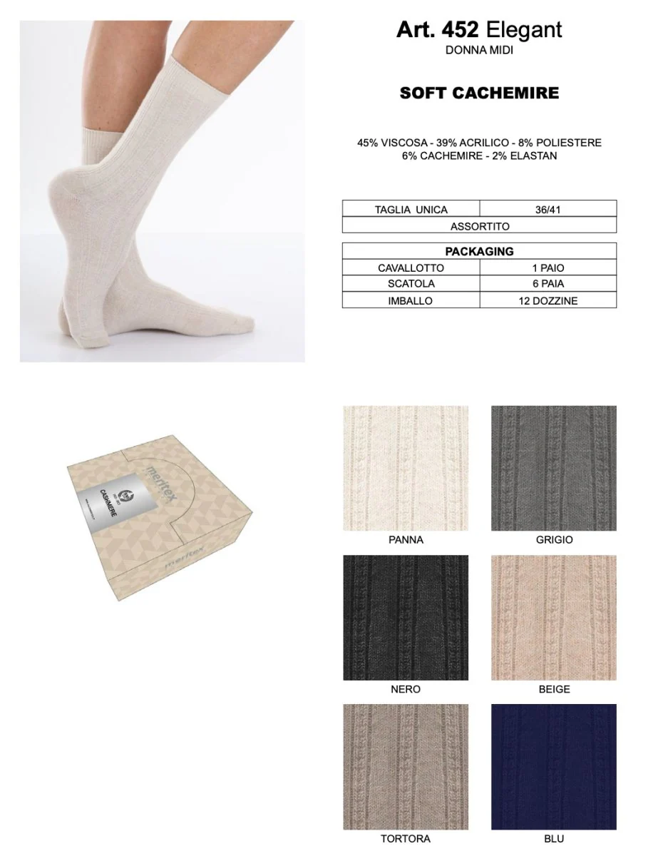 Confezione da 6 paia di calze midi donna in soft cashmere a costa Meritex 452 - immagine 3