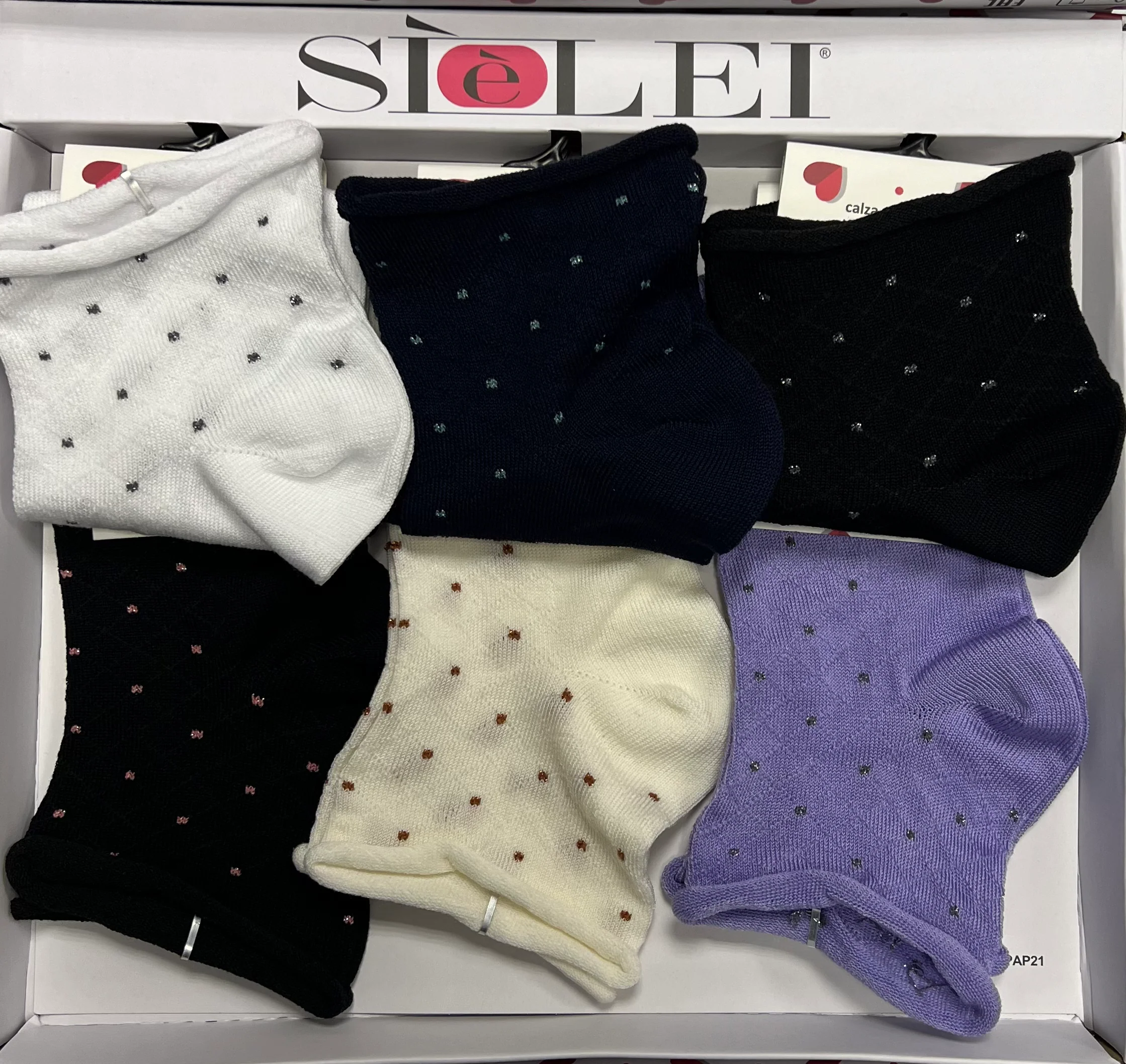 Confezione da 6 paia di calzino donna in cotone Sièlei SD01 Pois - immagine 2