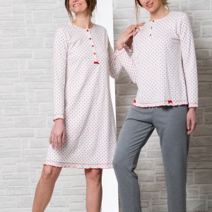 Camicia da notte con micro fantasia a forma di bocca, tessuto creato per Ethel in esclusiva
