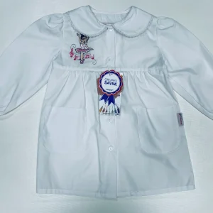 Grembiule asilo bambina con abbottonatura centrale Ambrosino ricamo Ballerina R301