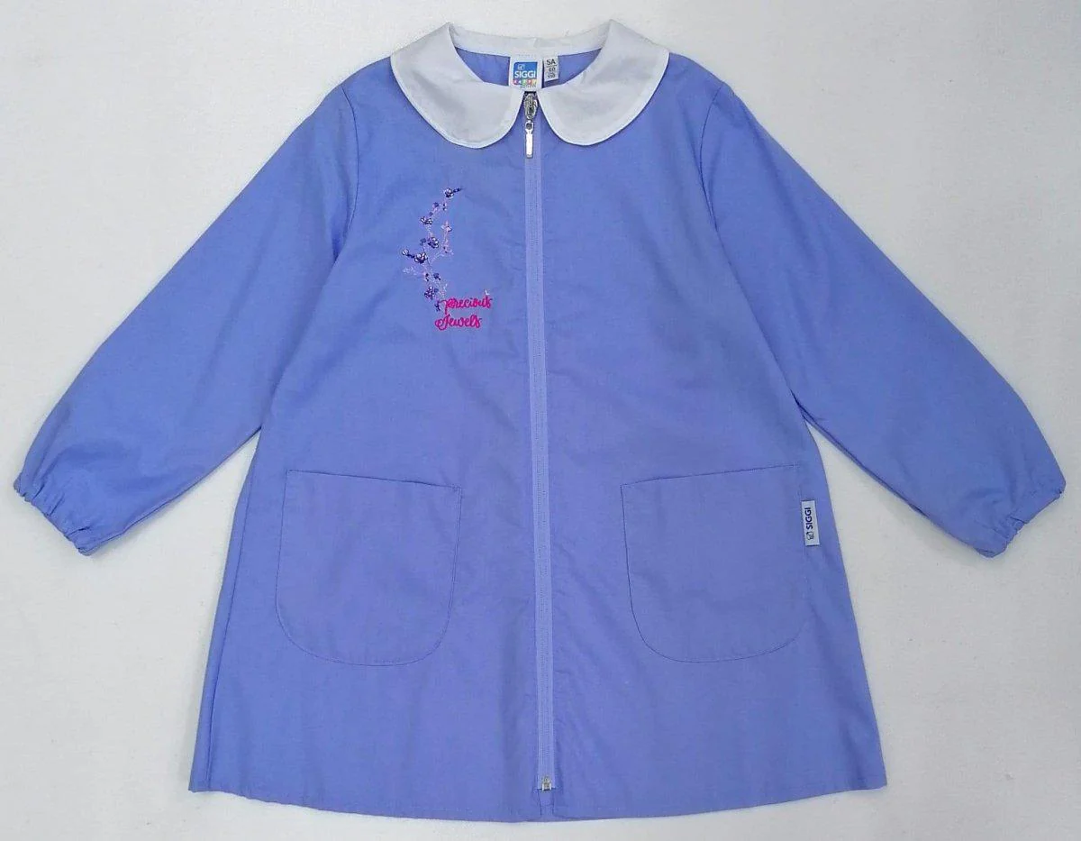 Grembiule scuola elementare celeste bambina Siggi Made in Italy ricamo Jewels con zip 3777 - immagine 2