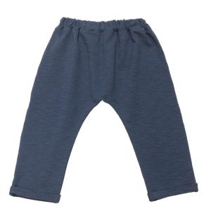 Pantalone cavallo tondo blu fiammato