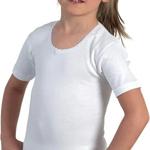Maglie Interne Bambina in Caldo Cotone – Manica Corta – Set 3 Pezzi Rossoporpora