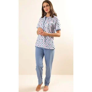 Pigiama donna Jersey serafino Gary mezza manica pantalone lungo Z50042