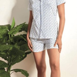 Pigiama donna Nottingham mezza manica aperta e pantaloncino corto PG49955