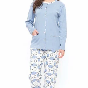 Pigiama donna aperto invernale interlock Gary S50027