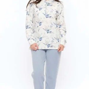 Pigiama donna invernale collo serafino punto Milano Gary flanellato S50070CONF