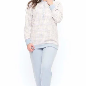 Pigiama donna invernale collo serafino punto Milano Gary flanellato S50115CONF