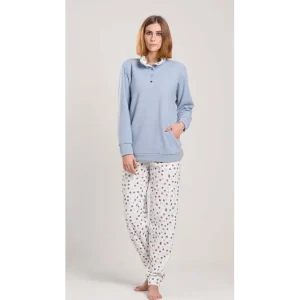 Pigiama donna invernale serafino collo alto punto Milano Gary flanellato V50142