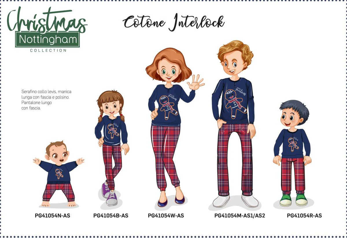 Pigiama neonato Natale Nottingham caldo cotone interlock PG41054N