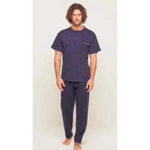 Pigiama uomo mezza manica pantalone lungo Jersey serafino Gary puro cotone U60004