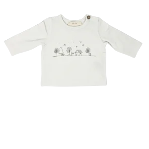 Maglietta panna con stampa, cotone bio